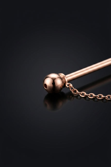 Collar Bar - Rose Gold straight bar with spherical ends - detail