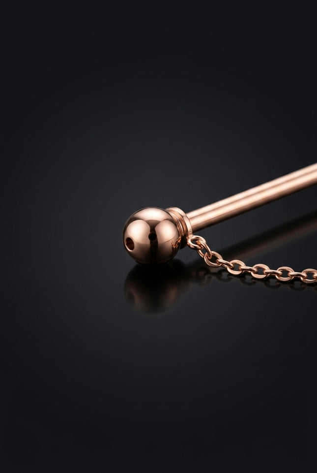 Collar Bar - Rose Gold straight bar with spherical ends - detail