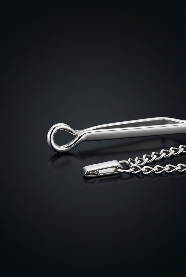 Collar Bar - Silver slim bar with looped ends - detail
