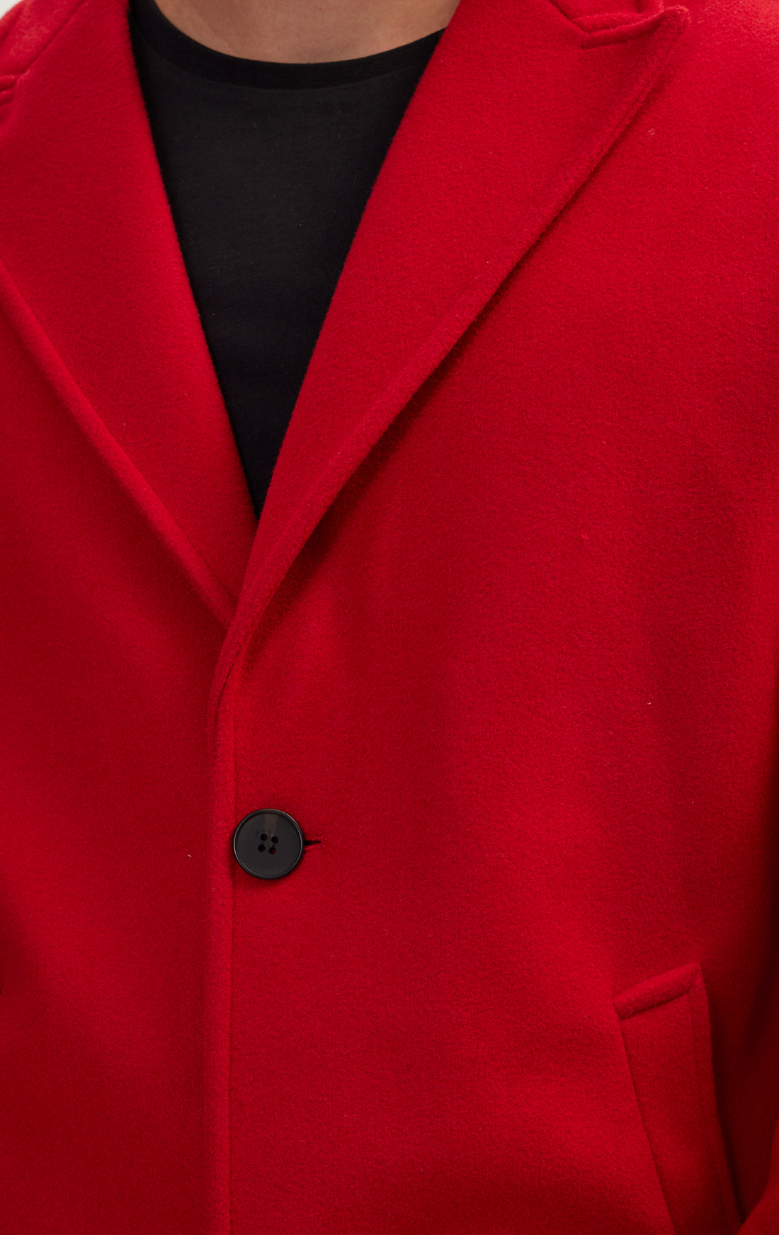 N° 51029 Long Fitted Pea Coat with Notch Lapel - RED