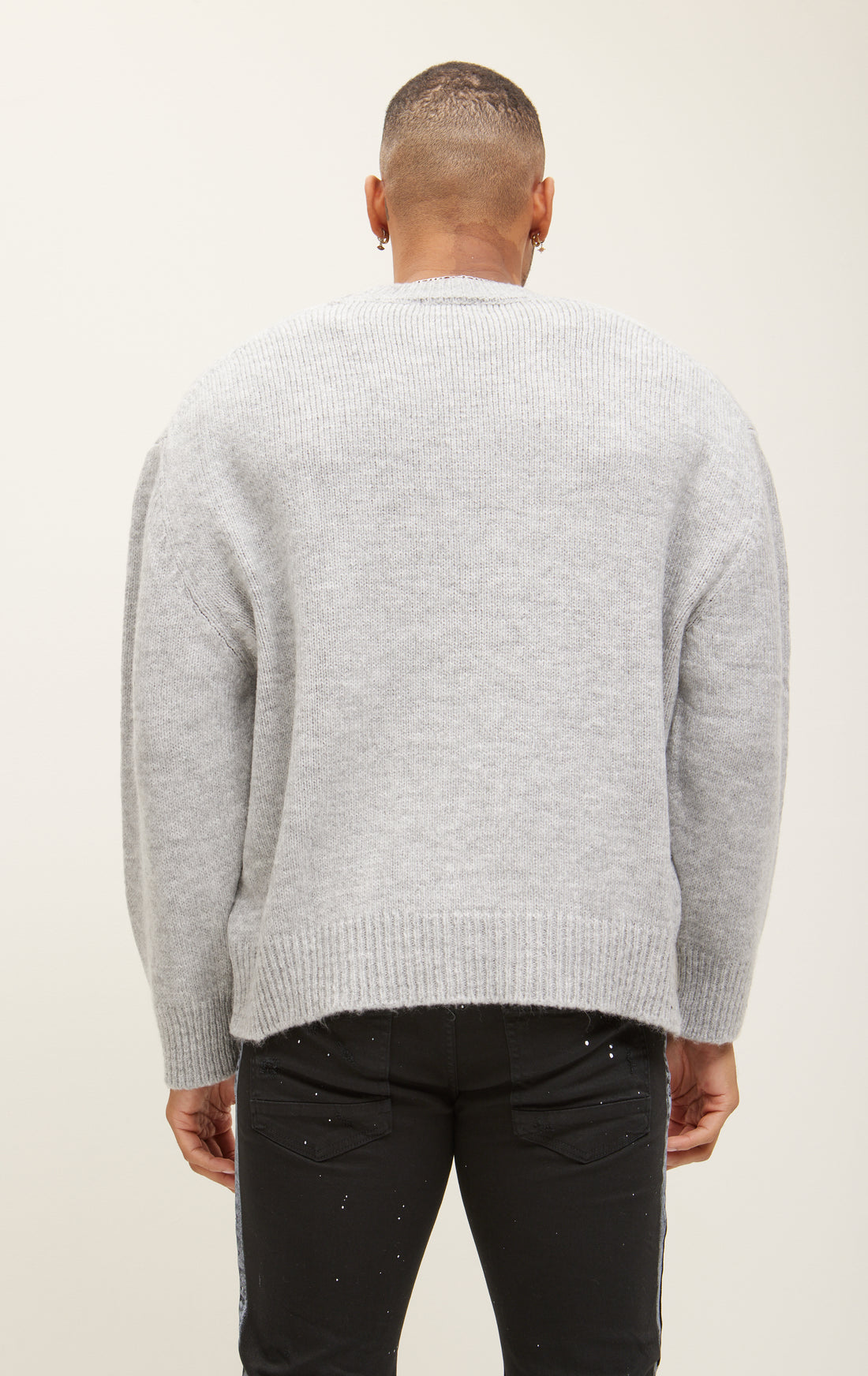 Wool Blend Cloud Crew Neck Sweater - Grey