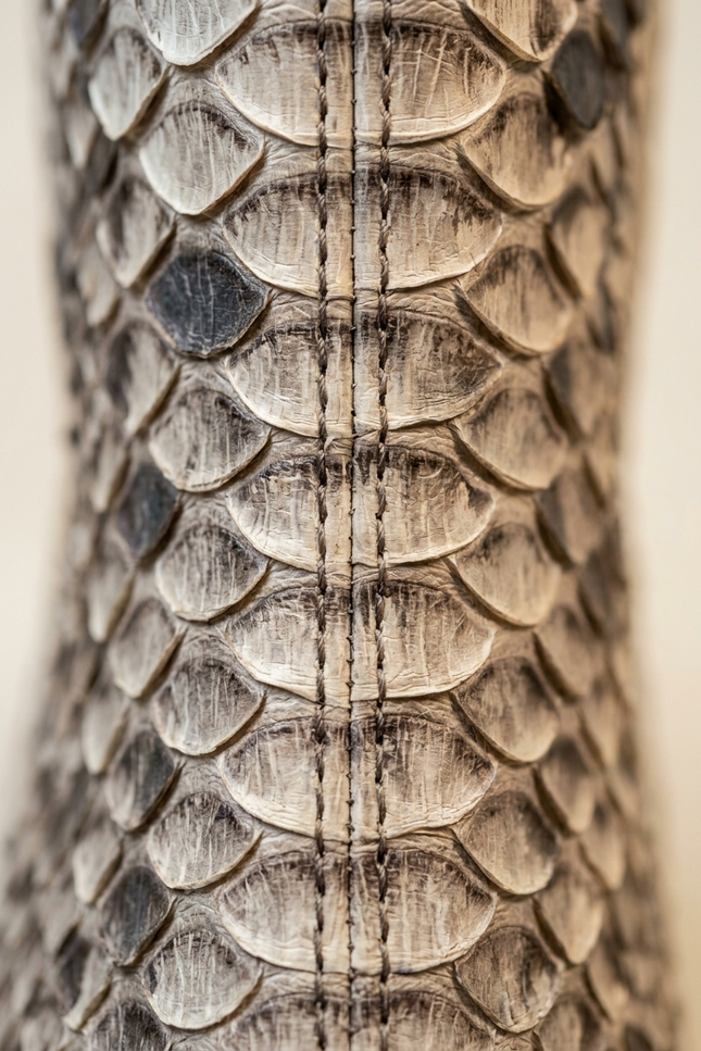 Snake-Embossed Leather Chelsea Boots - Beige