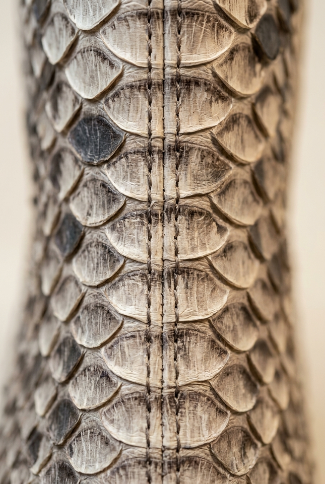 Snake-Embossed Leather Chelsea Boots - Beige