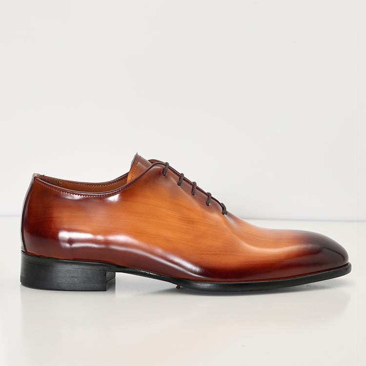 N° AC04 hand paint patina PATENT LEATHER OXFORDS - BROWN