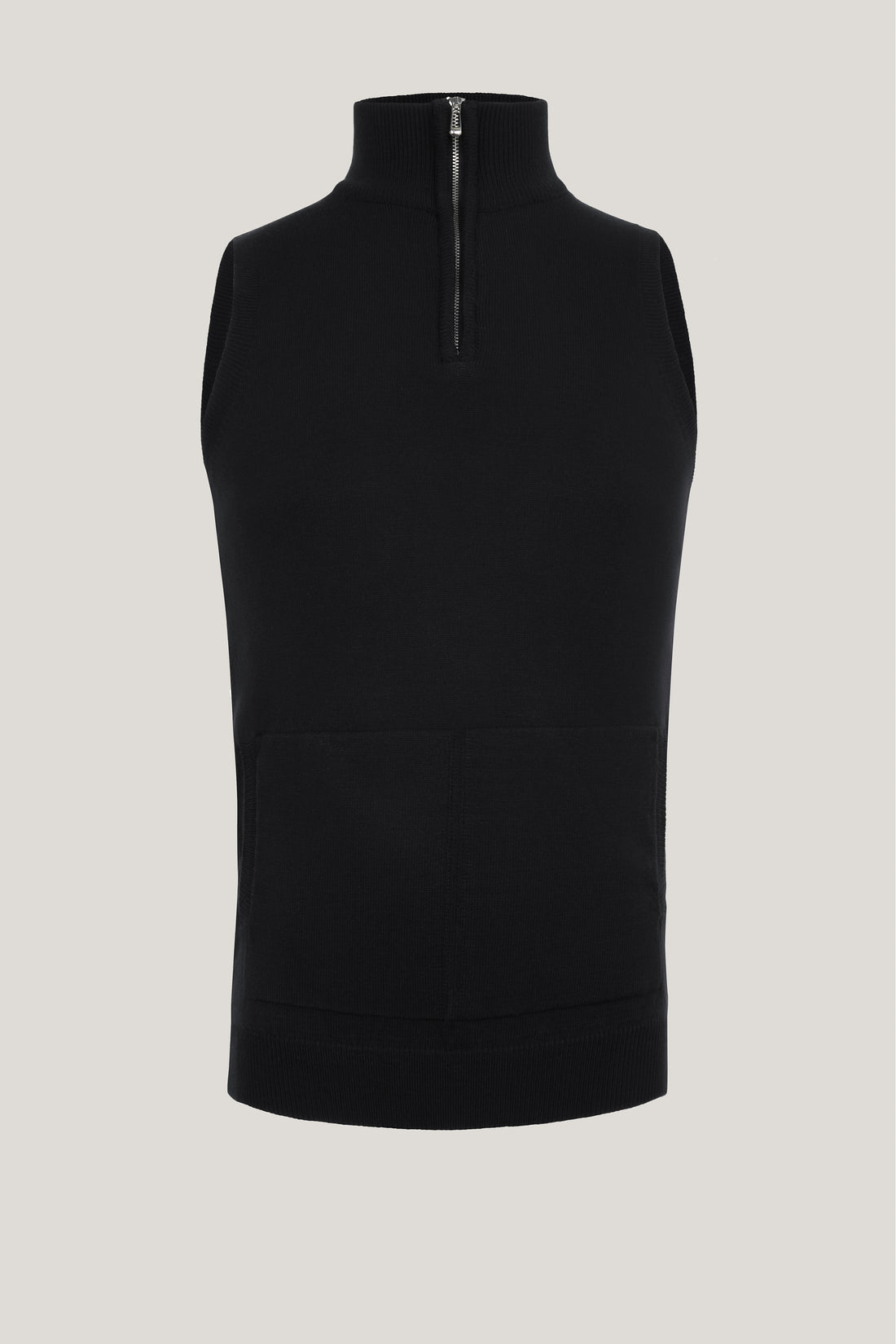 Zippered Collar Sweater Vest - Black