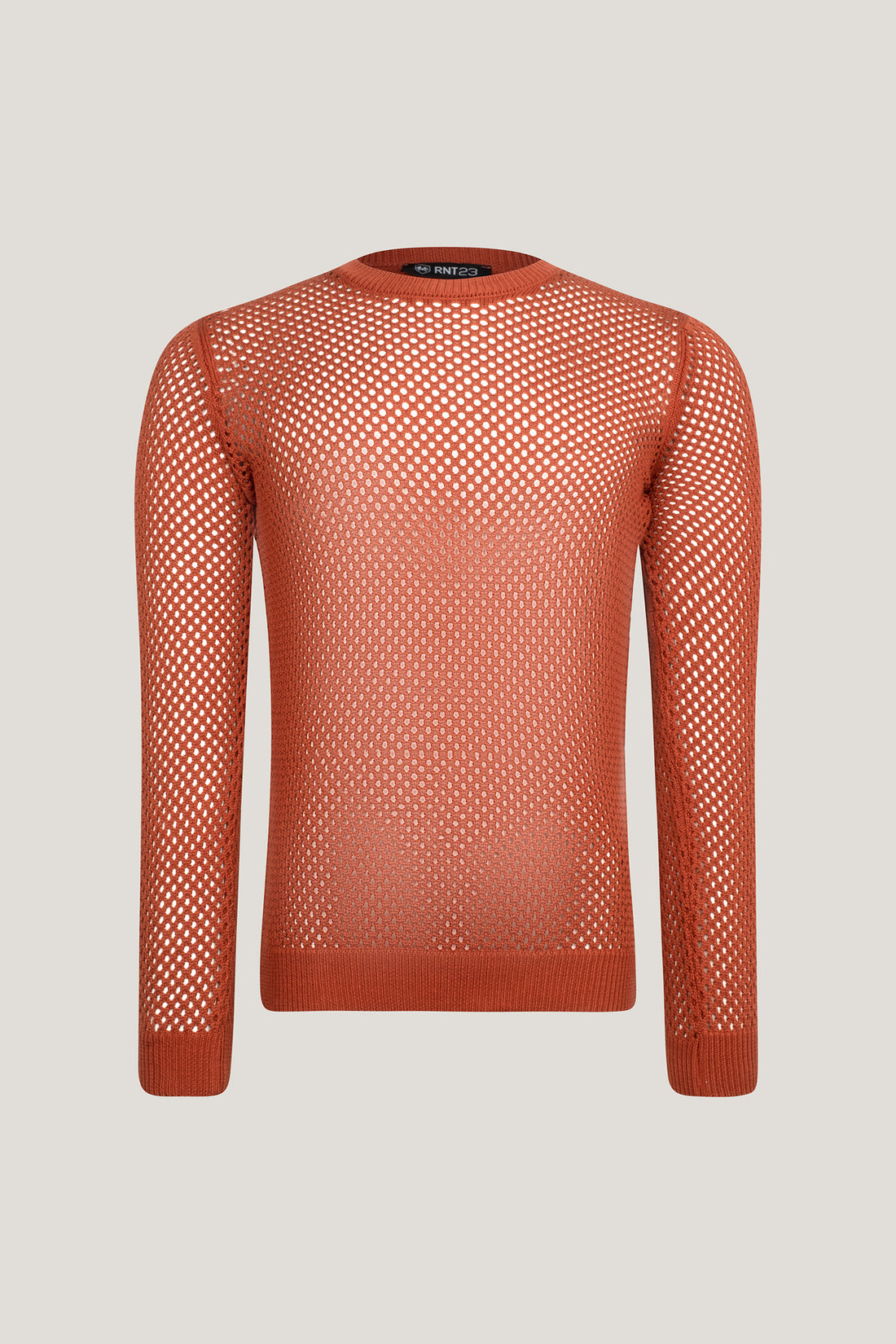 See Through Fishnet Muscle Fit Shirt - Tile