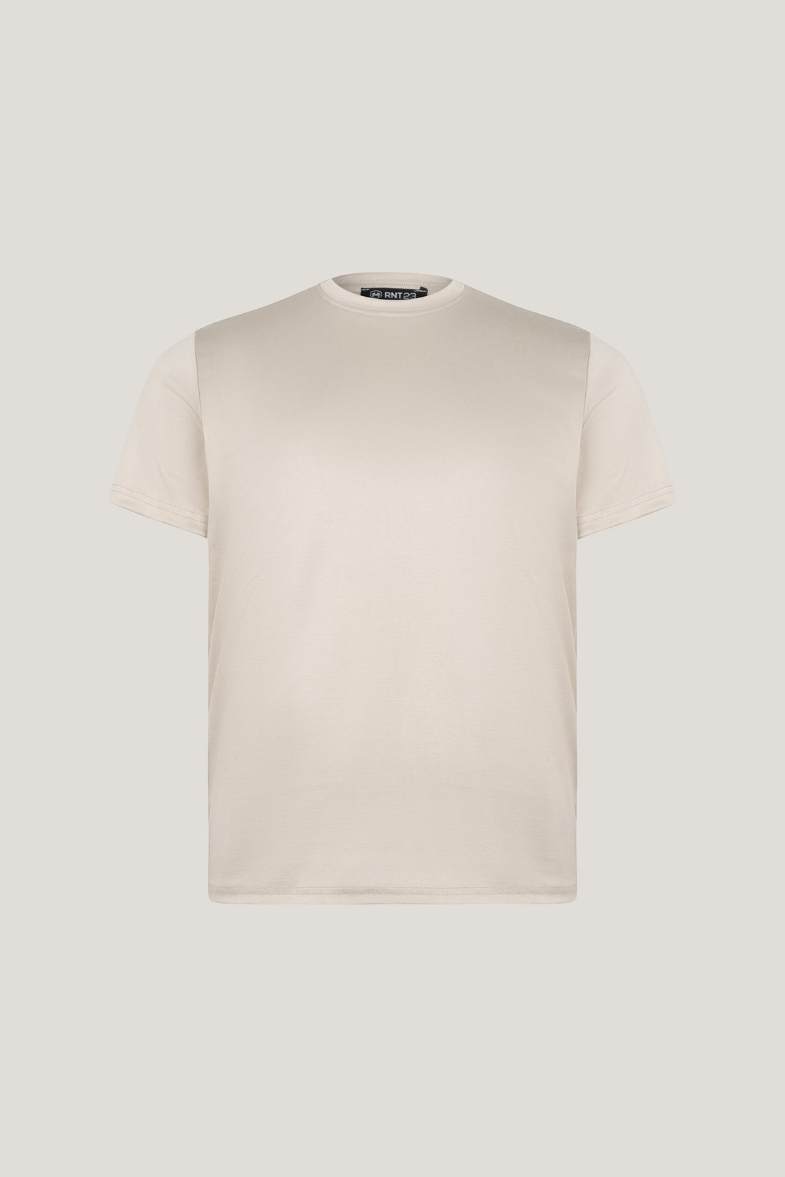 Double Knitted Luxurious Glow Crew Neck T-Shirt - Beige