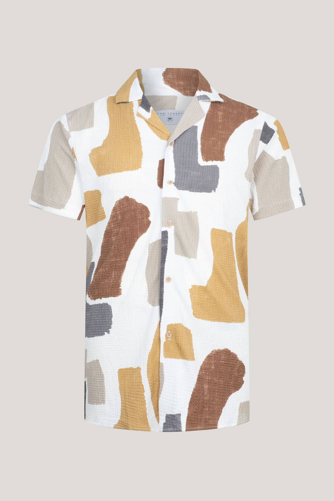 Short Sleeve Shirt - White Brown