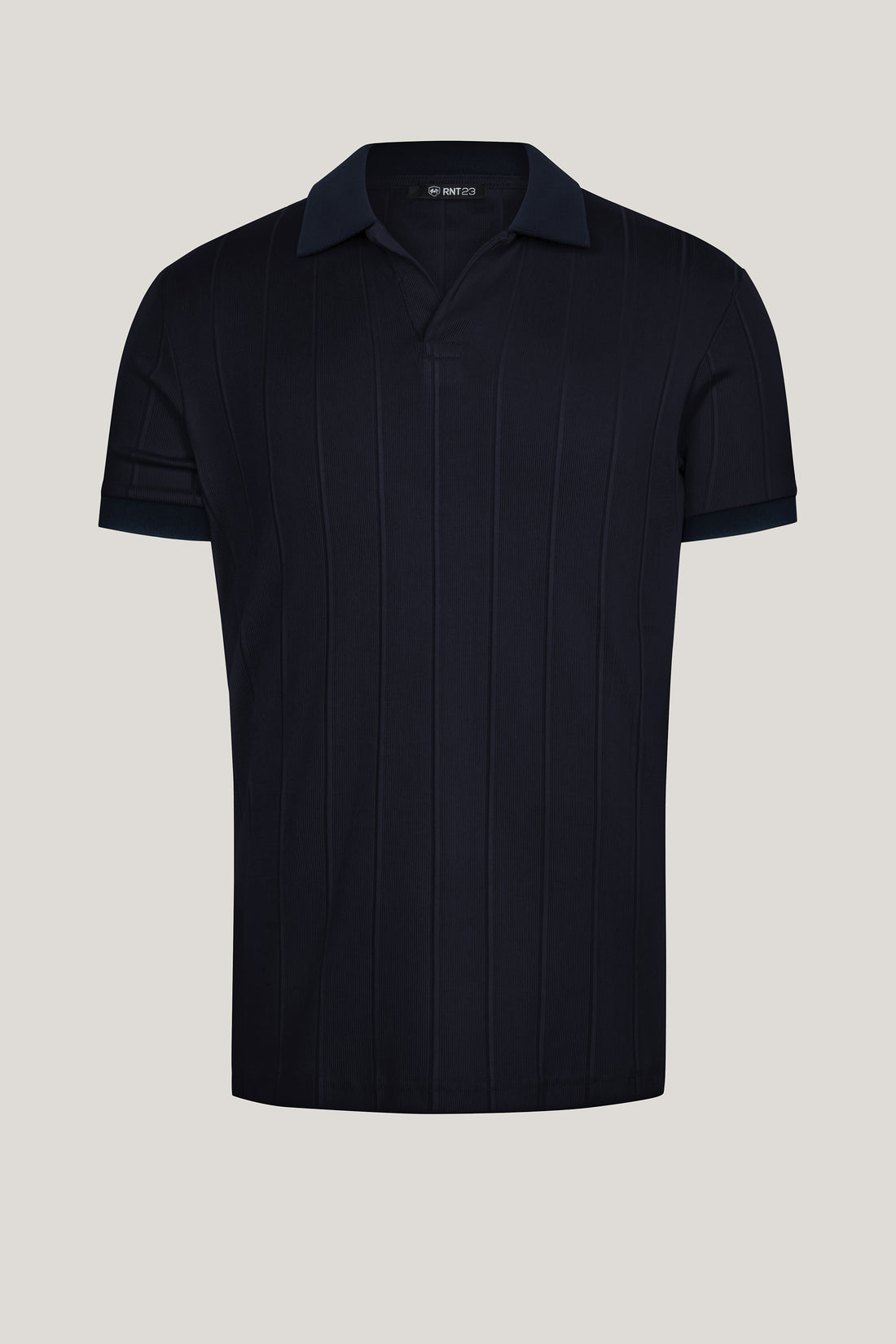 Fine Ribbed Polo Shirt - Navy