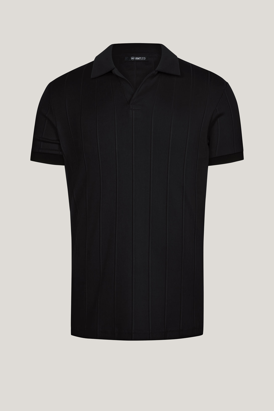 Fine Ribbed Polo Shirt - Black