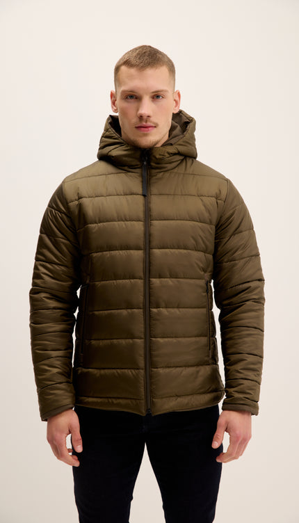 Veste réversible matelassée à capuche - Kaki
