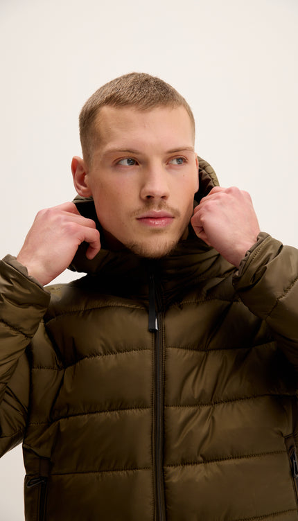 Veste réversible matelassée à capuche - Kaki