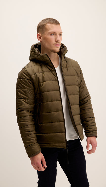 Veste réversible matelassée à capuche - Kaki