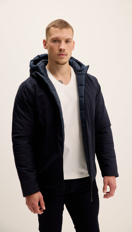 Reversible Padded and Hooded Jacket - Navy