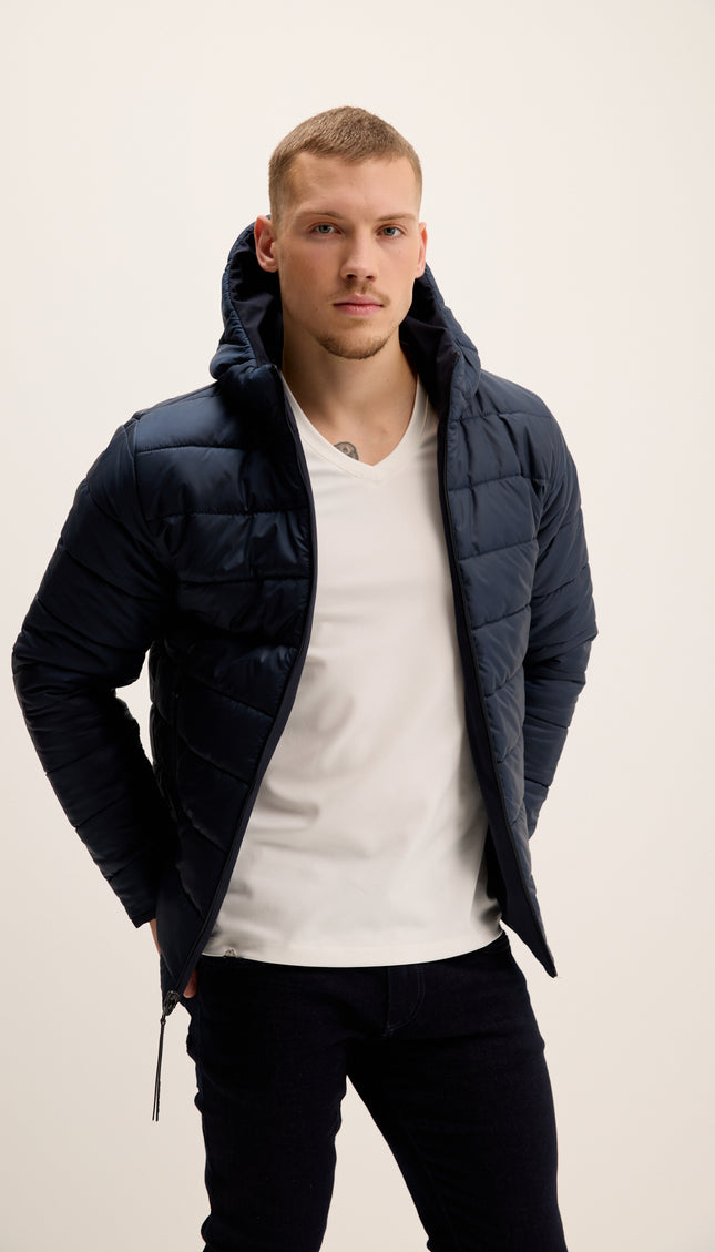 Reversible Padded and Hooded Jacket - Navy