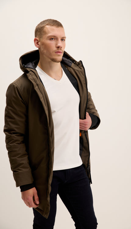 Gemütlicher, nahtloser Wintermantel – Khaki