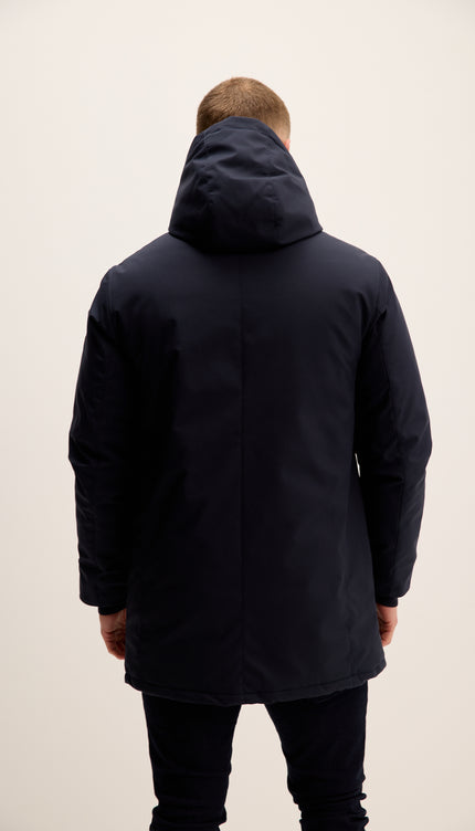 Gemütlicher, nahtloser Wintermantel – Marineblau