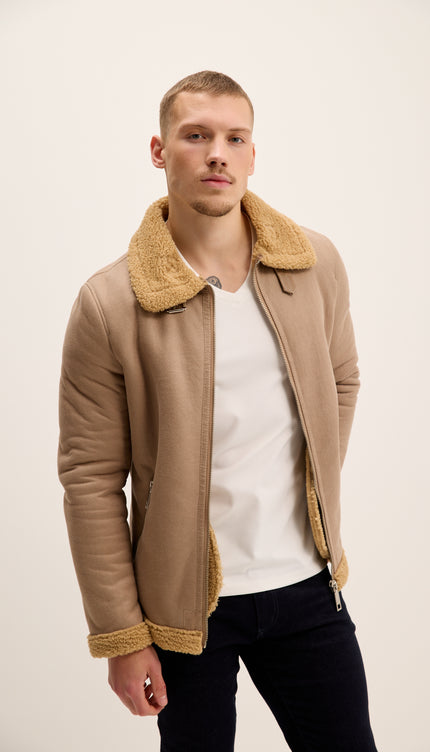 Veste aviateur en peau lainée végane - Pierre