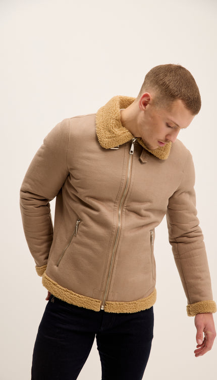 Veste aviateur en peau lainée végane - Pierre