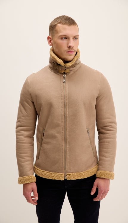 Veste aviateur en peau lainée végane - Pierre