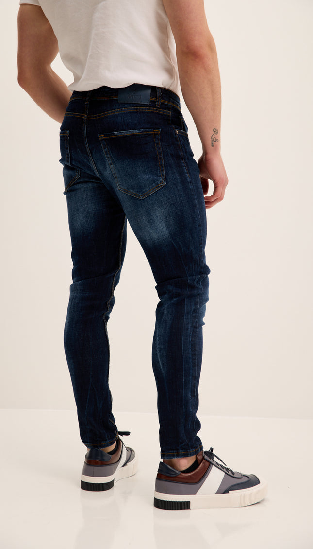 Worn Skinny Jeans - Dark Blue