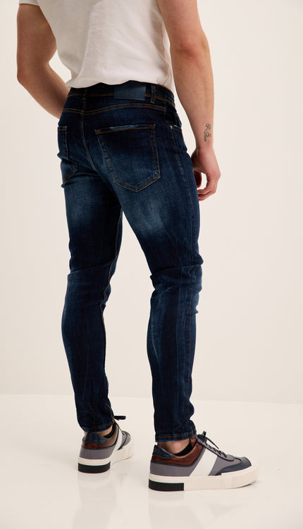Worn Skinny Jeans - Dark Blue