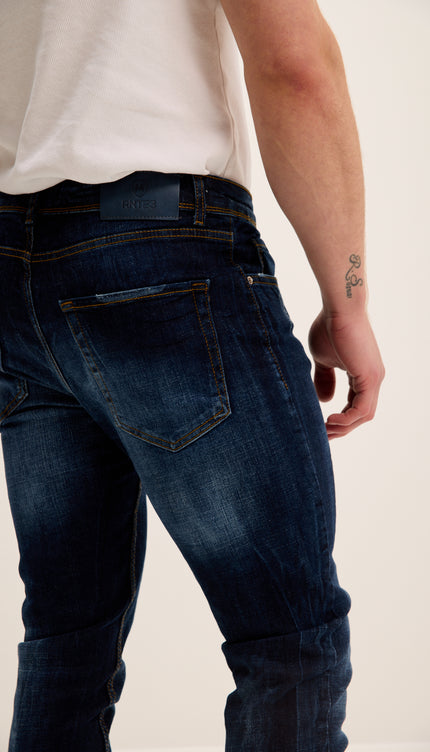 Worn Skinny Jeans - Dark Blue