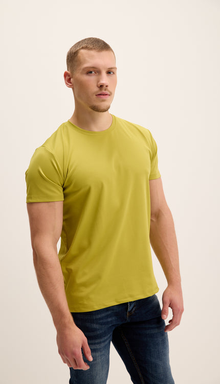 Luxurious Glow Crew-Neck T-Shirt - Oil Green