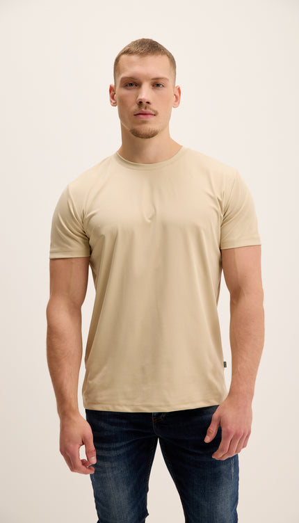 Luxurious Glow Crew-Neck T-Shirt - Beige