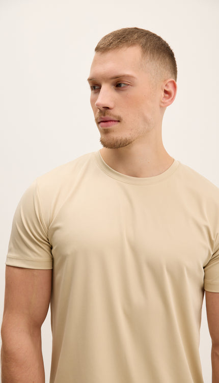 Luxurious Glow Crew-Neck T-Shirt - Beige