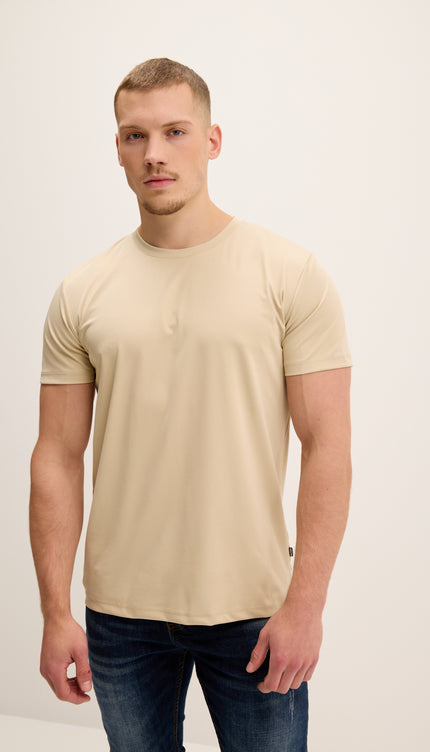 Luxurious Glow Crew-Neck T-Shirt - Beige
