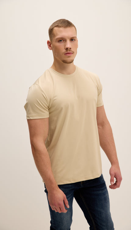 Luxurious Glow Crew-Neck T-Shirt - Beige