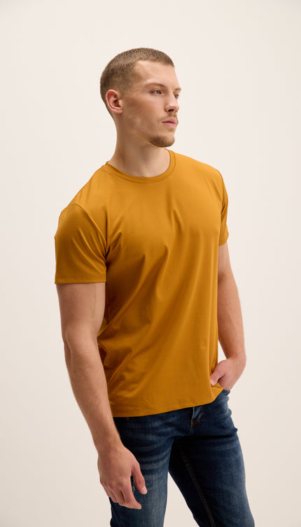 Luxurious Glow Crew-Neck T-Shirt - Mustard