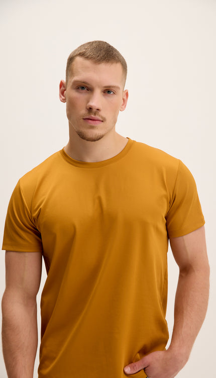 Luxurious Glow Crew-Neck T-Shirt - Mustard