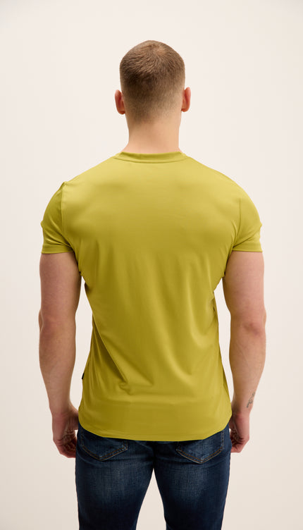 V-neck Fitted Sleeves T-shirt - Oil Green