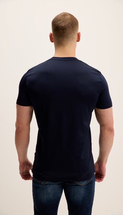 V-neck Fitted Sleeves T-shirt - Navy