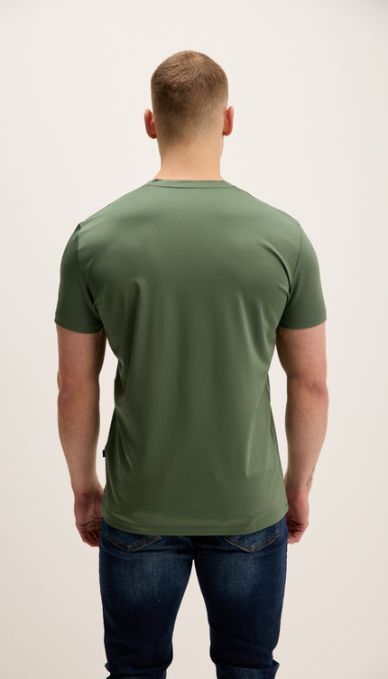 V-neck Fitted Sleeves T-shirt - Khaki