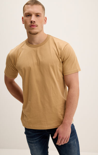 Lightweight Cotton T-shirt - Camel - Ron Tomson