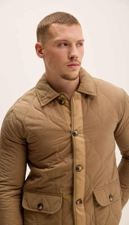 Snap Button Closure Autumn Coat - Stone