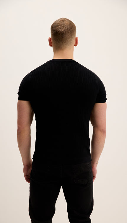Short Sleeve Textured Top - Black