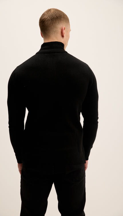 Zippered Collar Sweater - Black