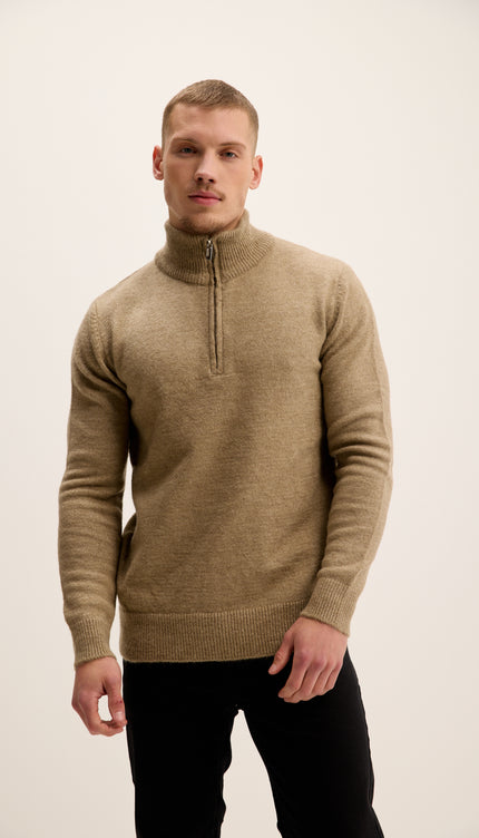 Zippered Collar Sweater - Vizon