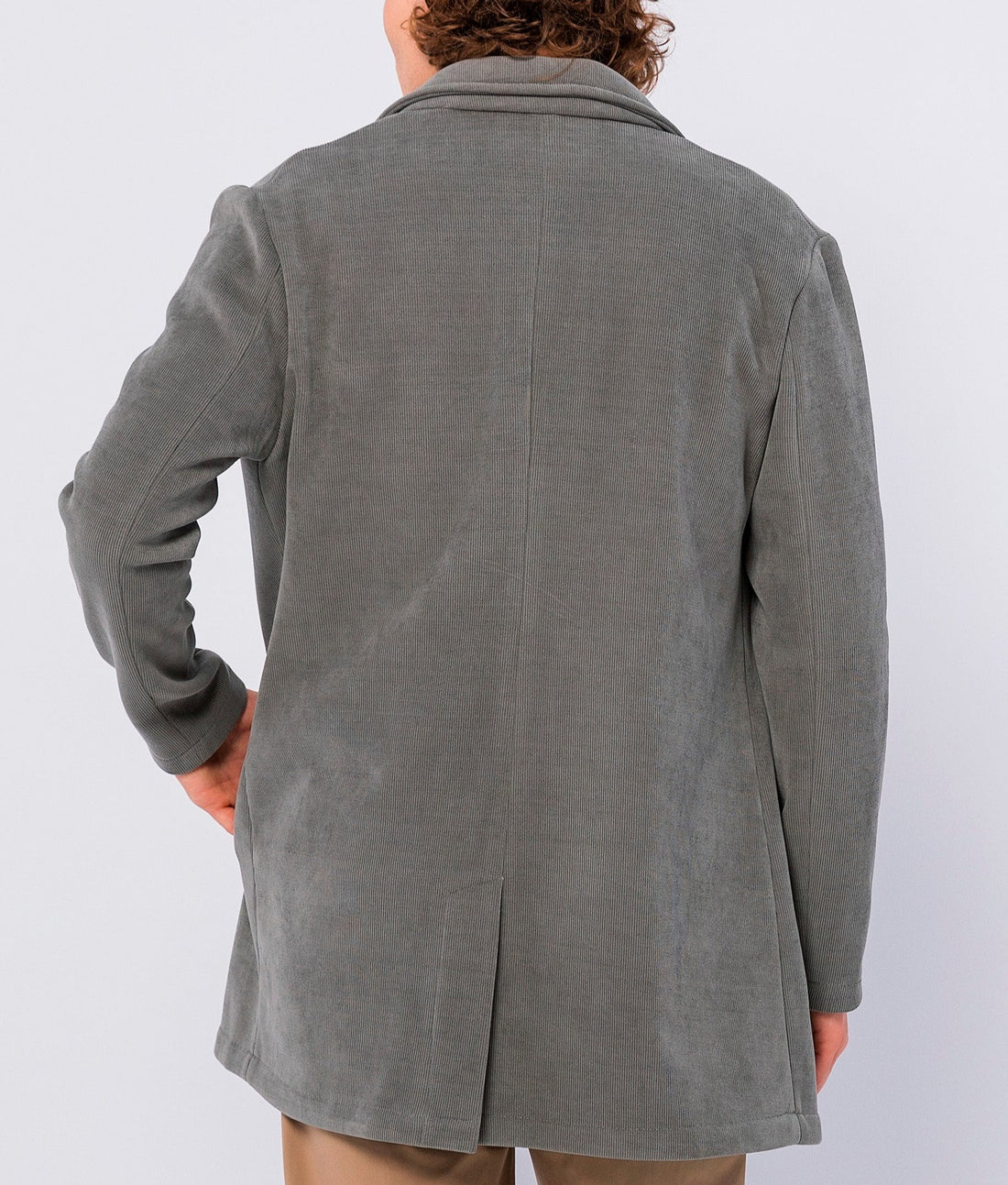 Relaxed Corduroy Button Closure Jacket - Grey