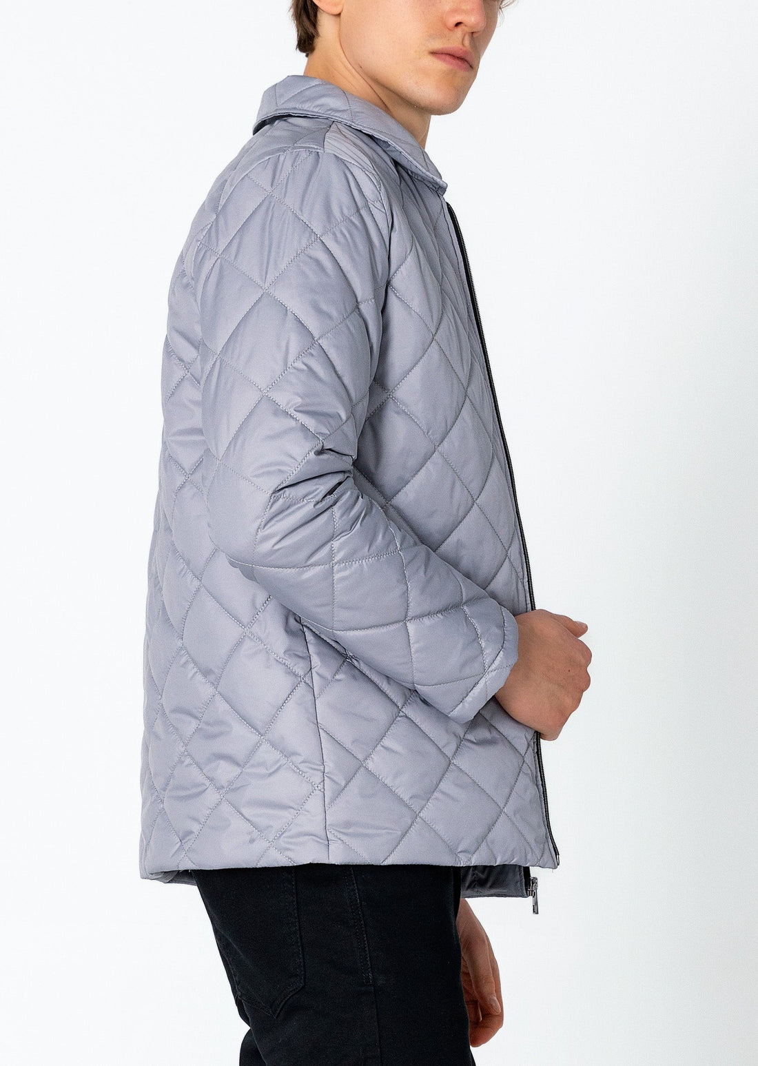 Light Padded Zipper Closure Jacket - Grey