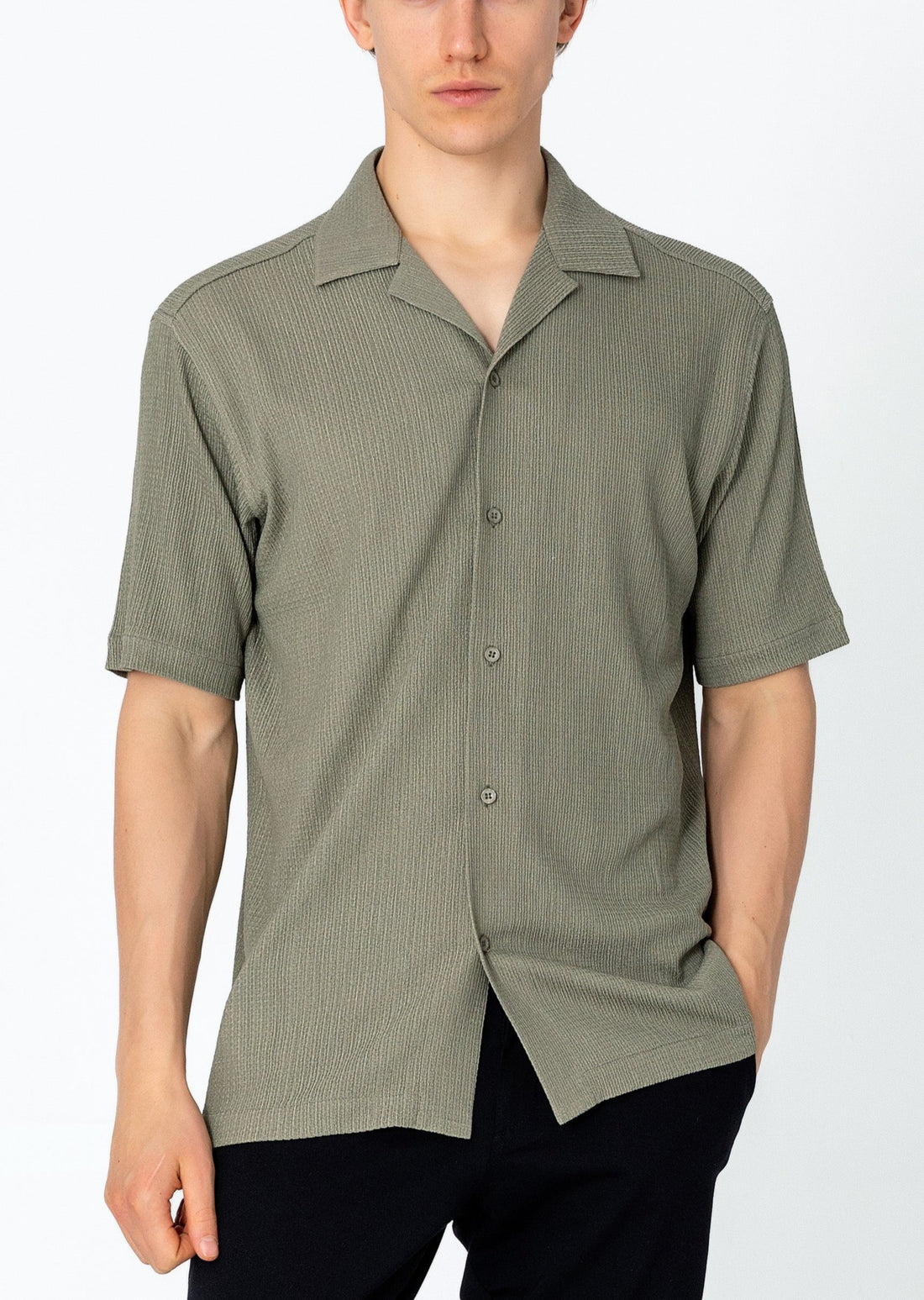 Oversized Camp Collar Shirt - Khaki