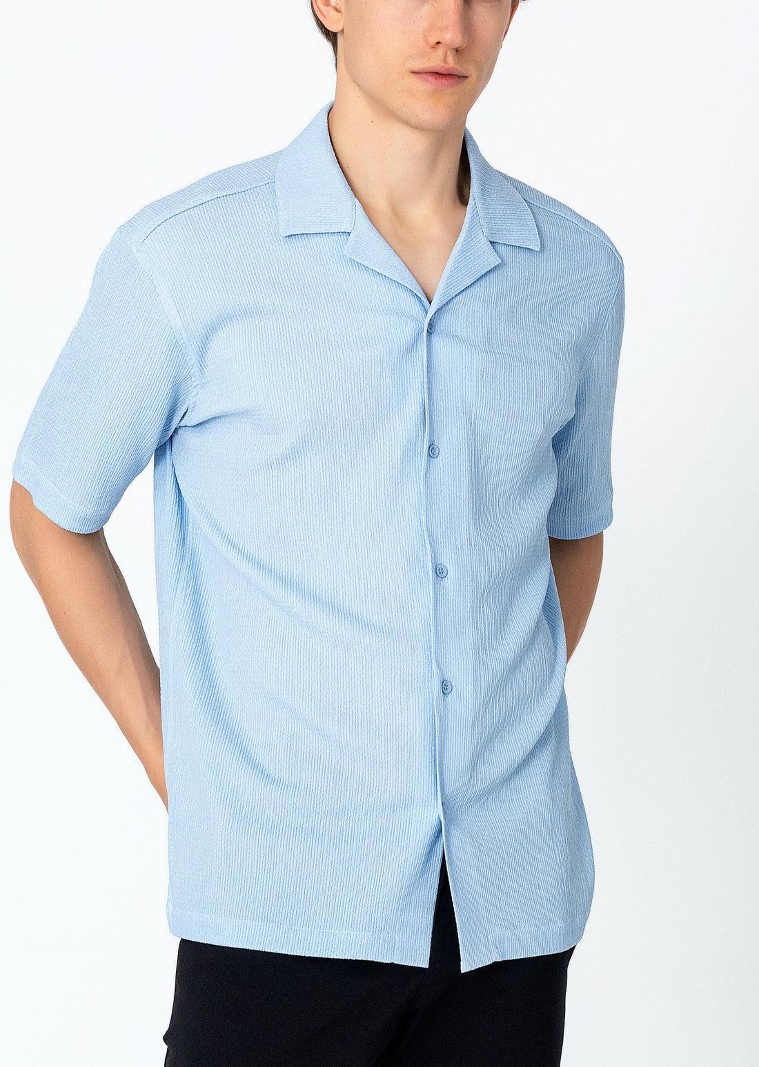 Oversized Camp Collar Shirt - Blue