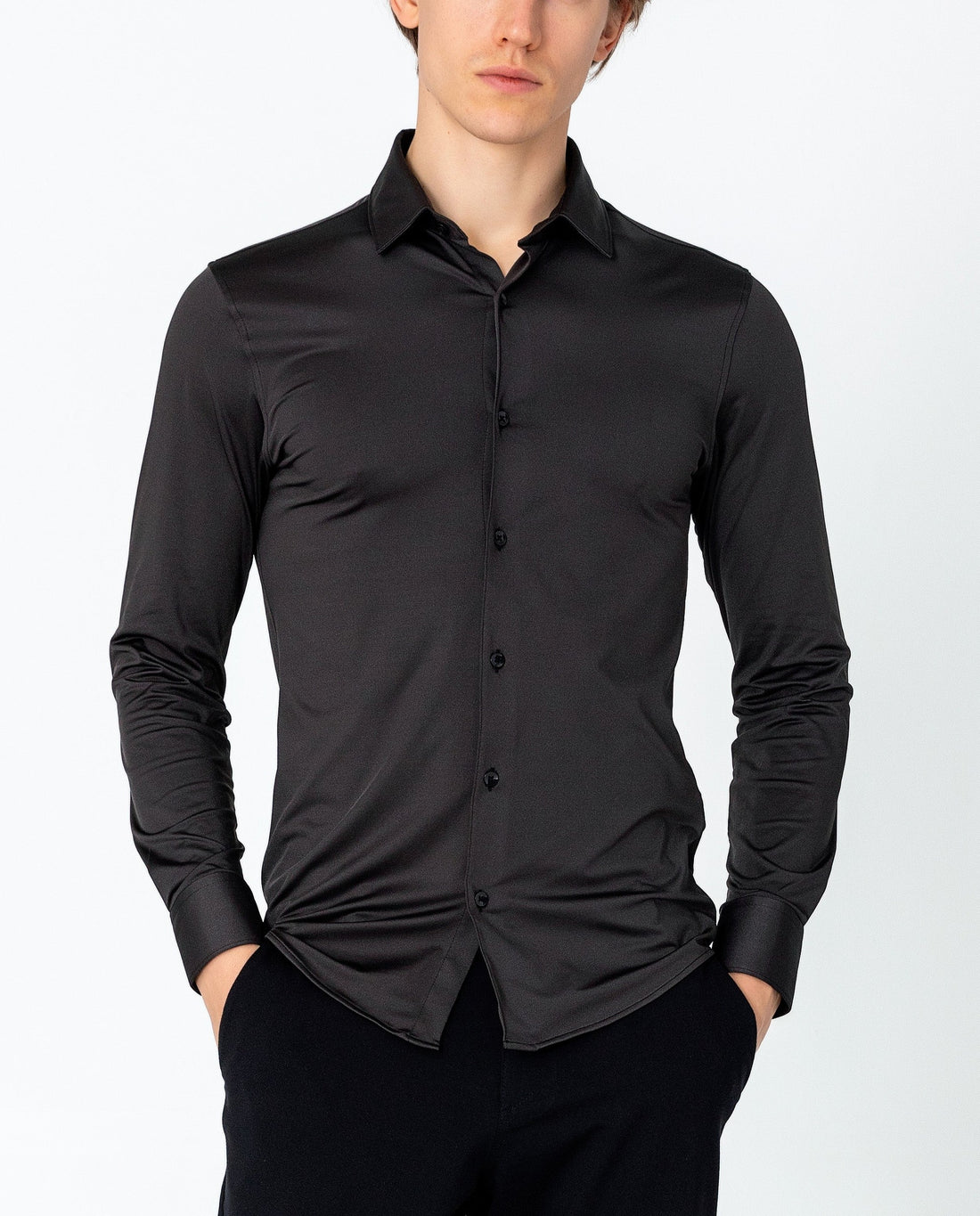 Wrinkle Free Athletic Dress Shirt - Black