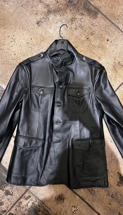 Leather Safari Jacket - Black