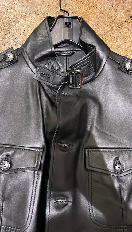 Leather Safari Jacket - Black