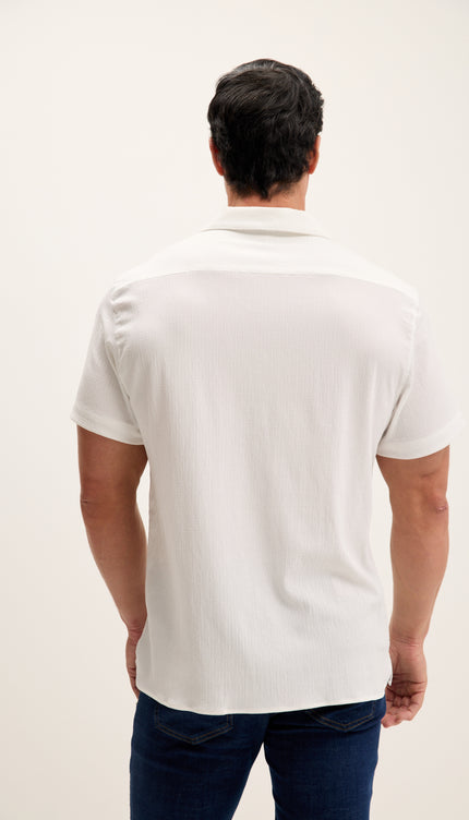 Lightweight Solid Camp Collar Shirt - Off White